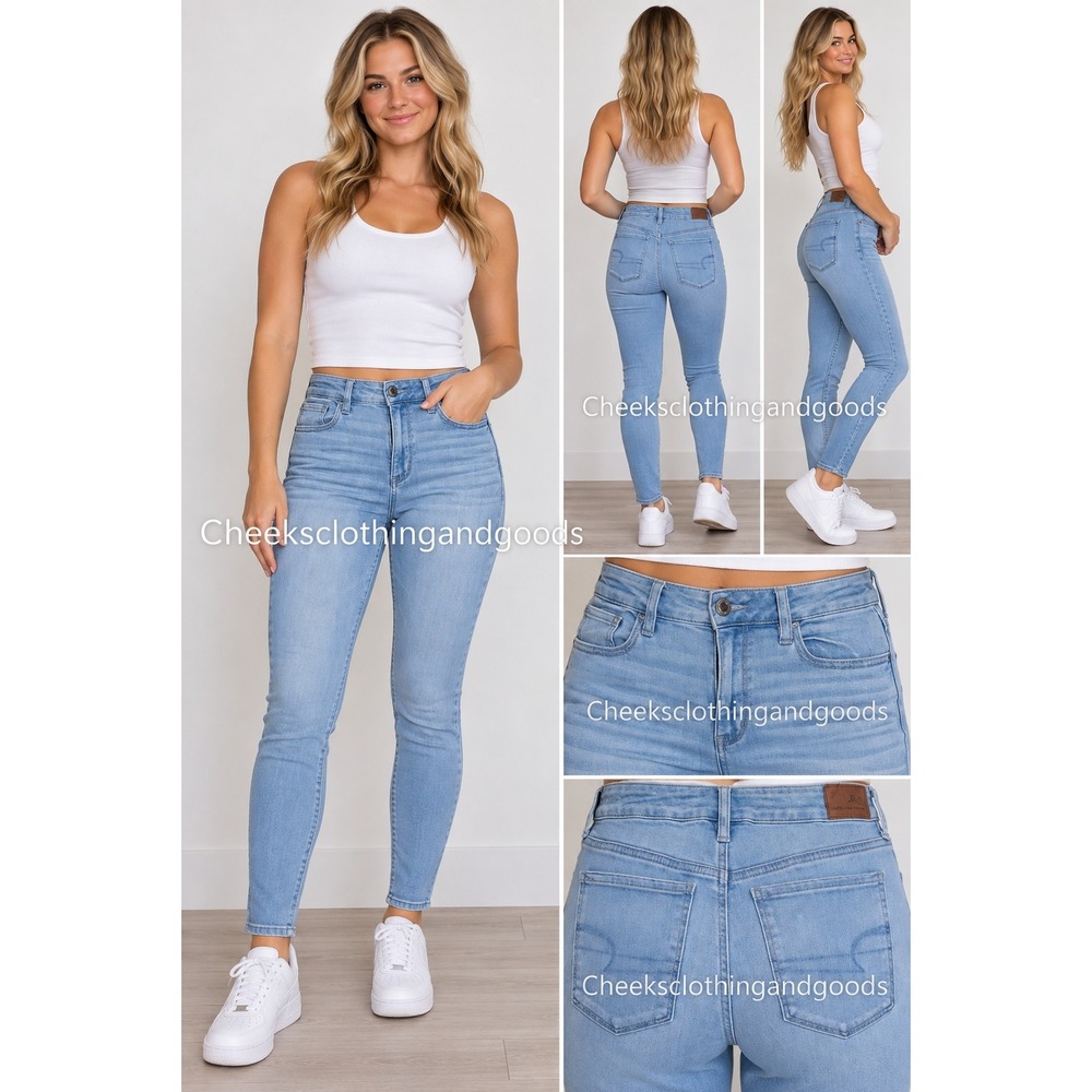 American Eagle Womens High Rise Jegging Light Wash Next Level Stretch Size 8 Reg